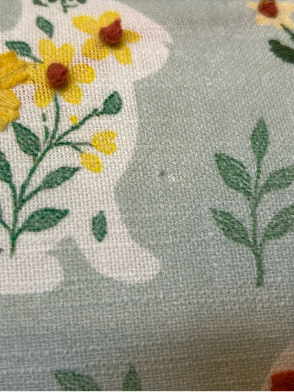 Floral Bunny Holiday Pillow in Mint Green